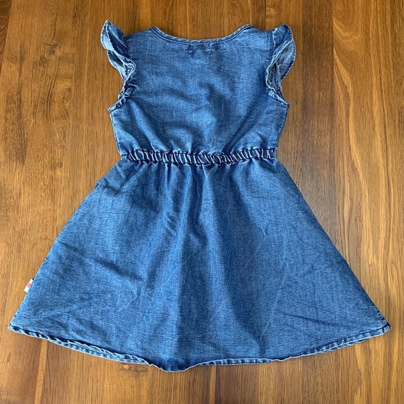 LUCKY BRAND Girls Chambray Dress 4 4T Embroidered Denim Toddler Girl Embroidery - Picture 2 of 6